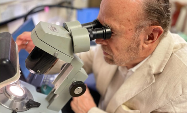 Jeweler examining a gemstone