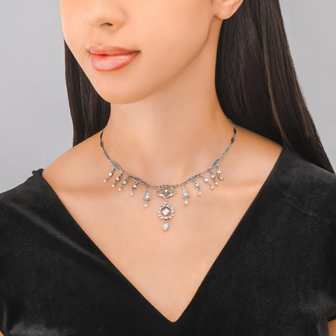 model with necklace